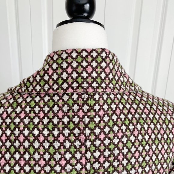 Preppy Pink Green Tweed Coat With Belt (S) Blendshe - Picture 10 of 14